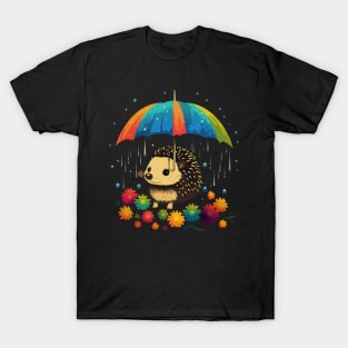 Hedgehog Rainy Day With Umbrella T-Shirt